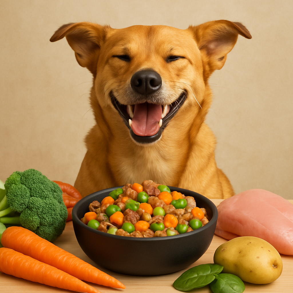 Dog enjoying healthy food